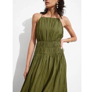 NWT & Other Stories Shirred Sleeveless Midi Dress, Khaki, size 12